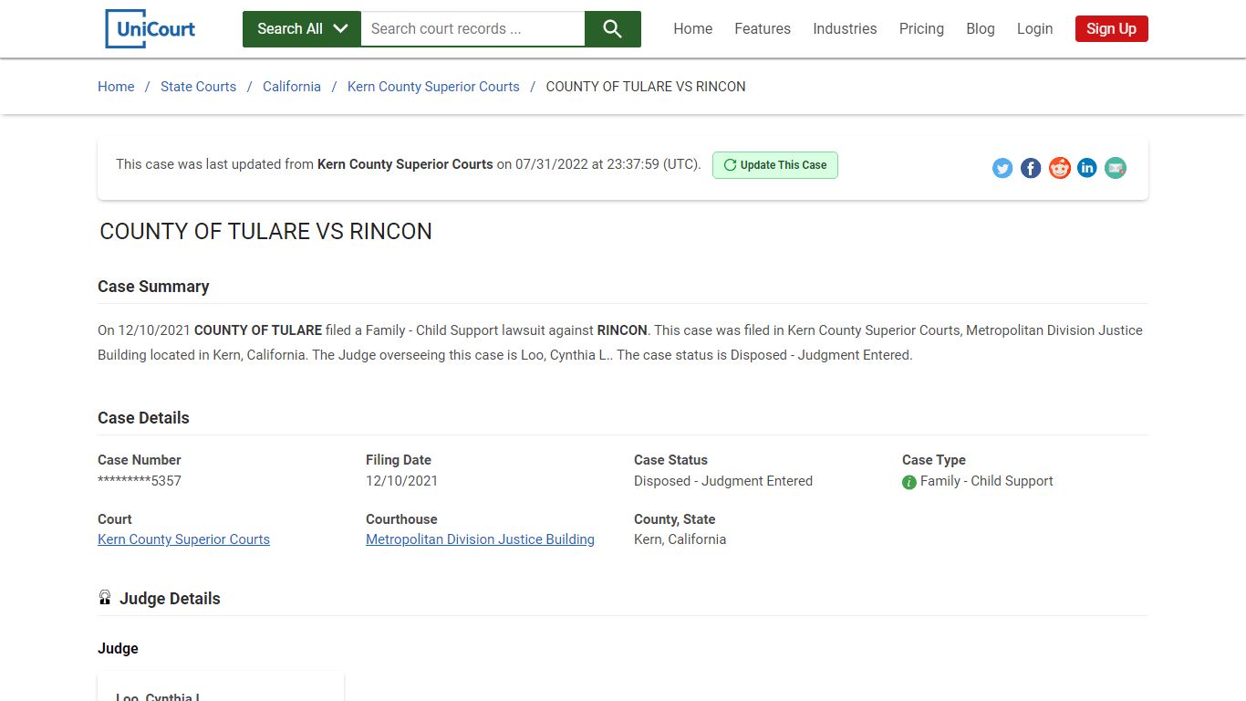 COUNTY OF TULARE VS RINCON | Court Records - UniCourt